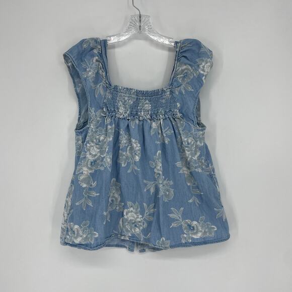 Old Navy Ruched Floral Top Size Medium Tall - Picture 5 of 7